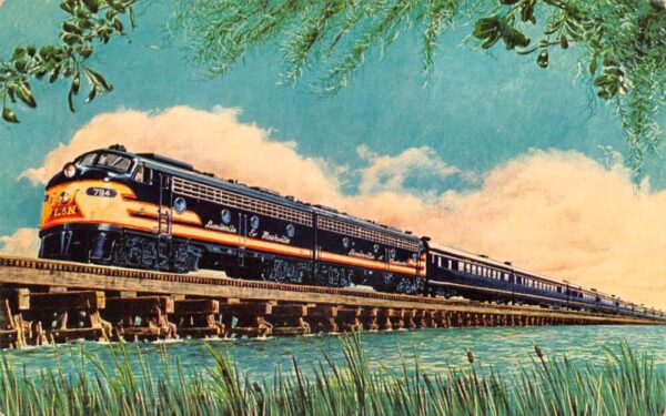 Biloxi Bay Mississippi The Hummingbird Streamliner Train Postcard AA102314