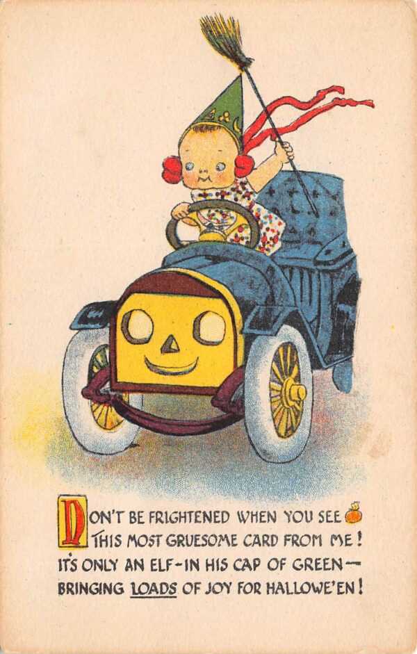 Gottschalk, Series No. 5049, Halloween, Child In Auto With Face, PC U23684