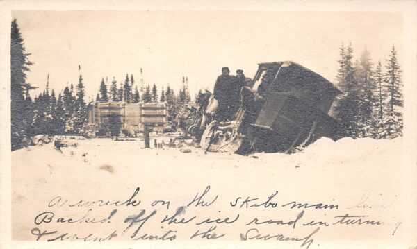 Skibo Minnesota Wreck On Skibo Main Line, Real Photo, Vintage Postcard U23697