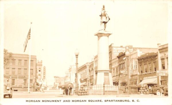 Spartanburg South Carolina Morgan Monument and Square Real Photo PC AA102422