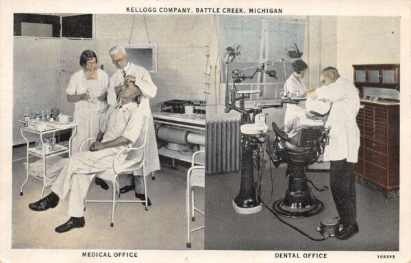 Battle Creek Michigan Kellogg Co Medical and Dental Office Postcard AA102428