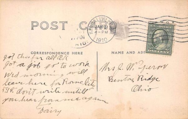 Kendallville Indiana Sargent Street Real Photo Vintage Postcard AA102429 - Image 2