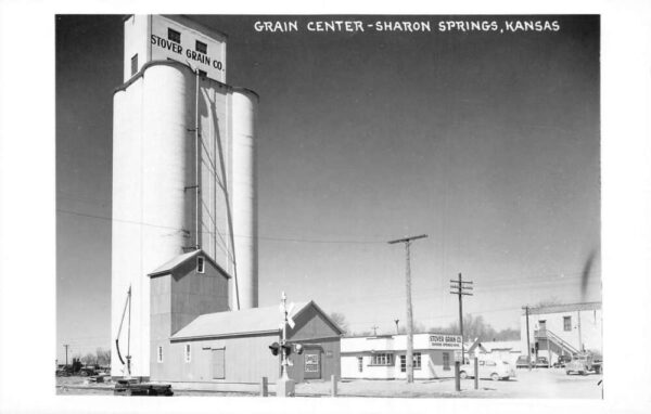 Sharon Springs Kansas Stover Grain Elevator Real Photo Vintage Postcard AA102432