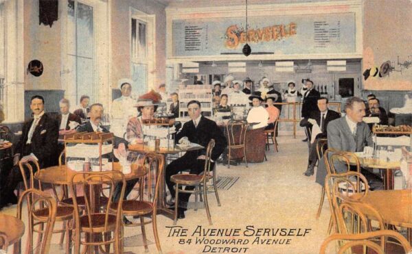 Detroit Michigan The Avenue Servself Dining Room Vintage Postcard AA102448