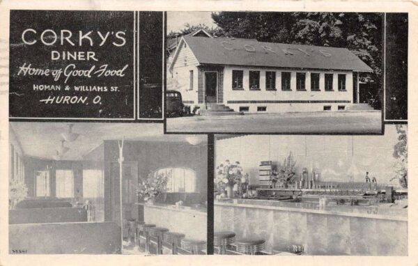 Huron Ohio Corky's Diner Interior Exterior Postcard AA102450