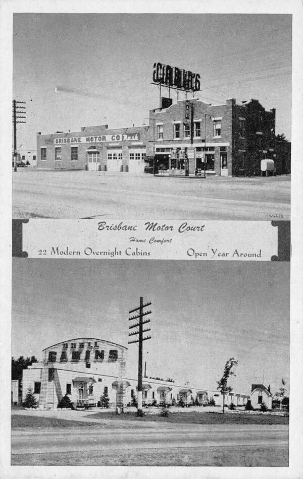 Escanaba Michigan Brisbane Motor Court Garage Gas Station Postcard AA102455