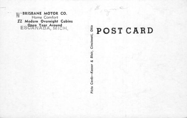 Escanaba Michigan Brisbane Motor Court Garage Gas Station Postcard AA102455 - Image 2