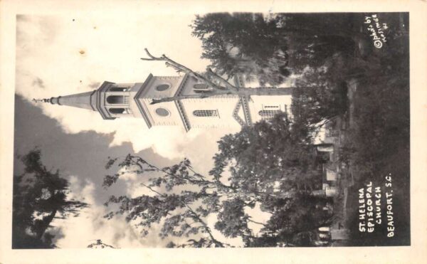 Beaufort South Carolina St Helena Episcopal Church Real Photo Postcard AA102460