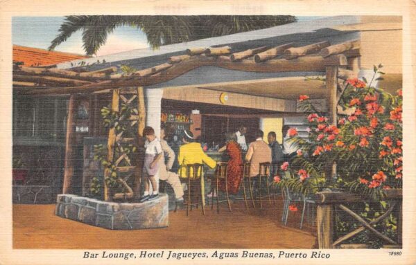 Aguas Buenas Puerto Rico Hotel Jagueyes Bar Lounge Vintage Postcard AA102469