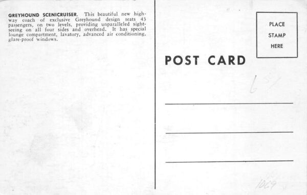 Greyhound Scenicruiser Coach Bus Vintage Postcard AA102472 - Image 2