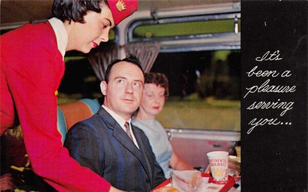 Continental Trailways Golden Eagle Bus Interior Stewardess Postcard AA102476