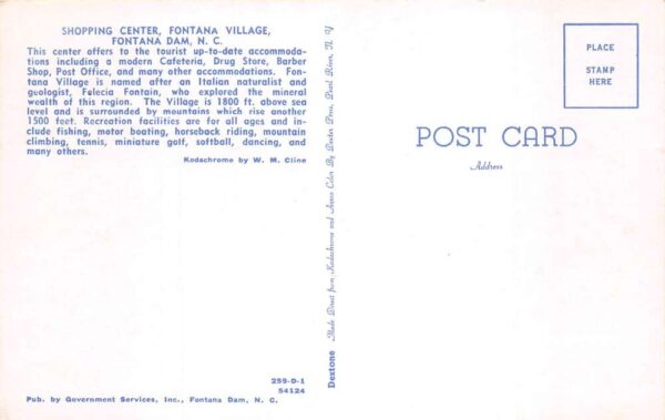 Fontana Dam North Carolina Shopping Center Trailways Bus Postcard AA102477 - Image 2