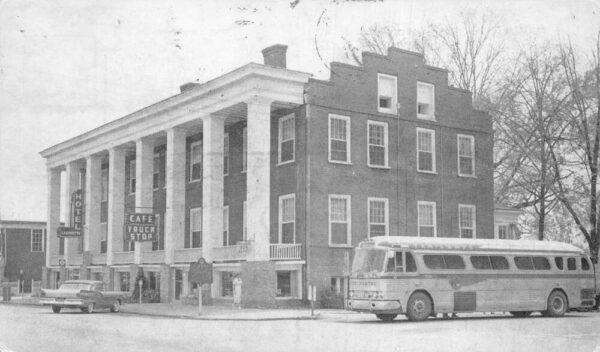 Sparta Georgia Hotel LaFayette and Bus Stop Vintage Postcard AA102480