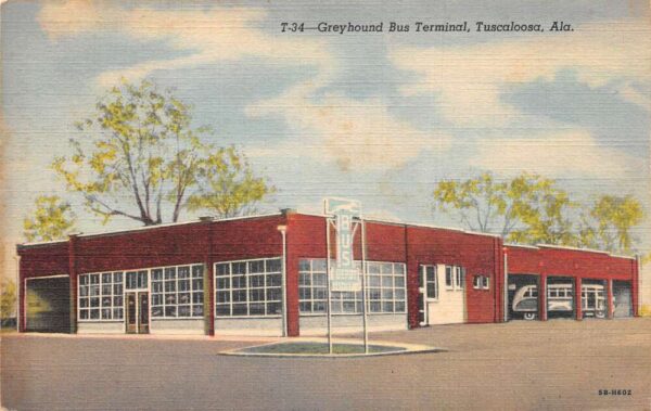 Tuscaloosa Alabama Greyhound Bus Terminal Vintage Postcard AA102483