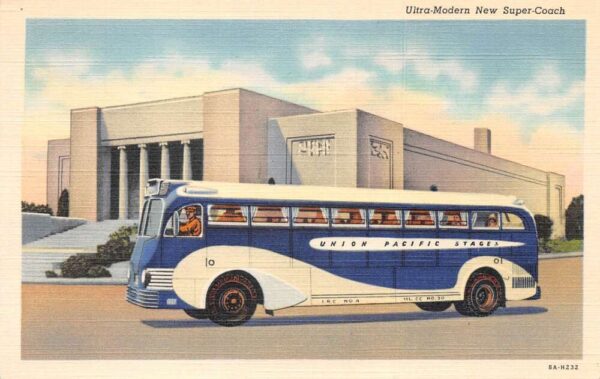 Union Pacific Super Coach Motor Bus Vintage Postcard AA102484