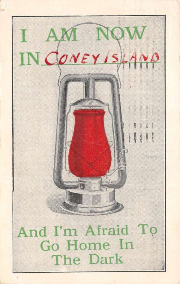 Coney Island New York Greetings Red Lantern Vintage Postcard AA102488