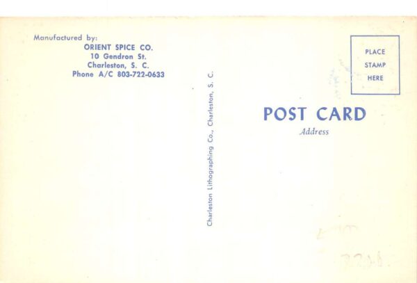 Charleston South Carolina Orient Spice Co Food Ad Vintage Postcard AA102490 - Image 2