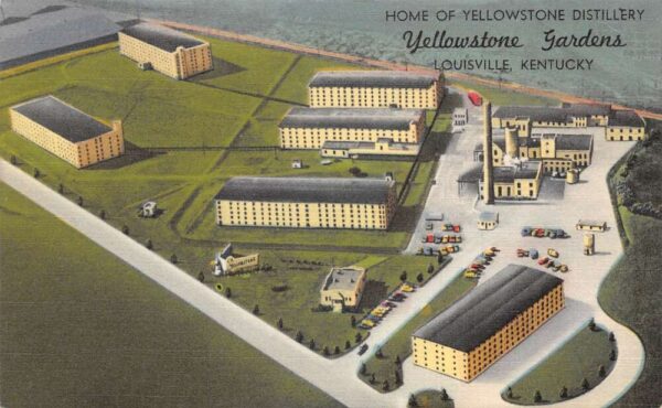 Louisville Kentucky Yellowstone Gardens Distillery Aerial View Postcard AA102497