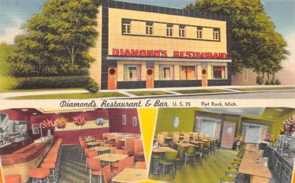 Flat Rock Michigan Diamonds Restaurant and Bar Vintage Postcard AA102521