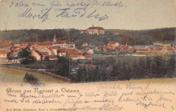 Namiest nad Oslawa Czechoslovakia Birds Eye View Gruss aus Postcard AA86173
