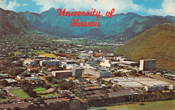Honolulu Hawaii University Campus Birds Eye View Vintage Postcard AA86181