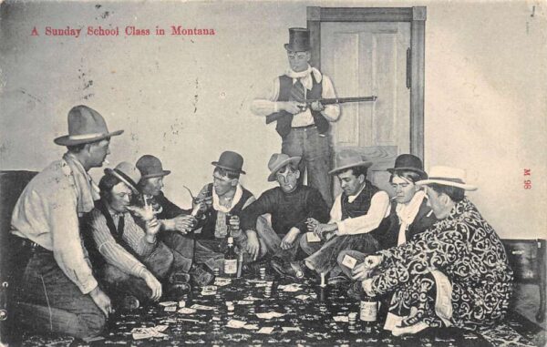 Montana Greetings Humor "Sunday School Class" Gambling Drinking PC AA86185
