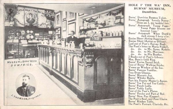 Dumfries Scotland Robert Burns Museum Interior Vintage Postcard AA86187