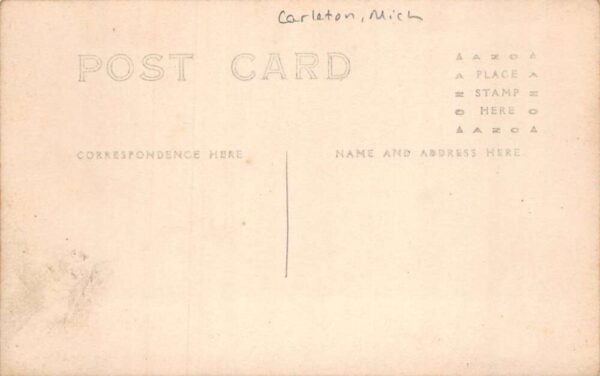 Carleton Michigan Pile of Logs Lumber Scene Real Photo Vintage Postcard AA86193 - Image 2