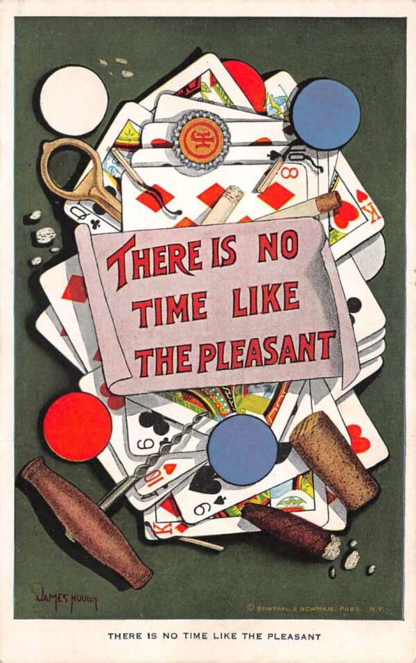 Gambling Greetings Poker Chips Cards Cigars Artist Signed James Hough PC AA86196