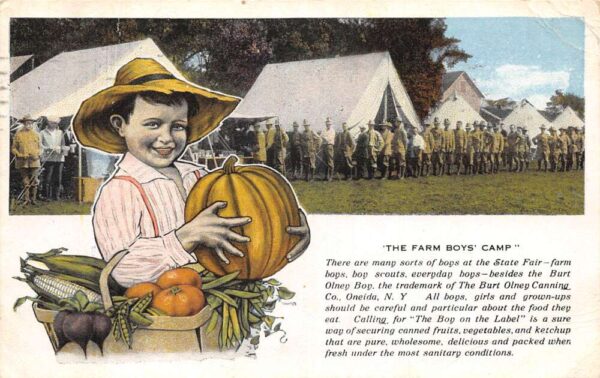 Oneida New York Burt Olney Canning Farm Boys Camp Vintage Postcard AA86198