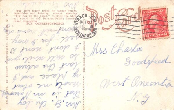 Oneida New York Burt Olney Canning Farm Boys Camp Vintage Postcard AA86198 - Image 2