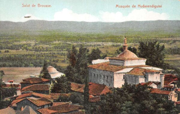 Brousse Burse Turkey Hudavendigar Mosque Birds Eye View Vintage Postcard AA86199