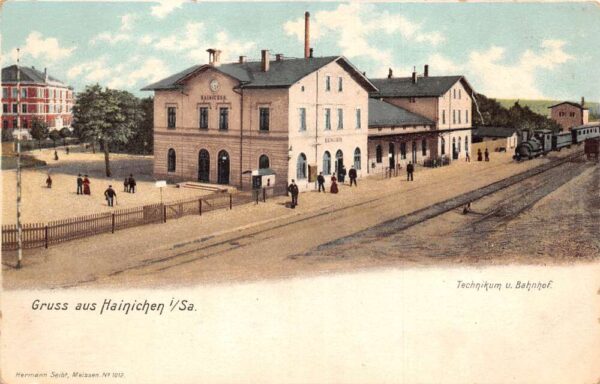 Hainichen Germany Train Station Gruss aus Vintage Postcard AA86203