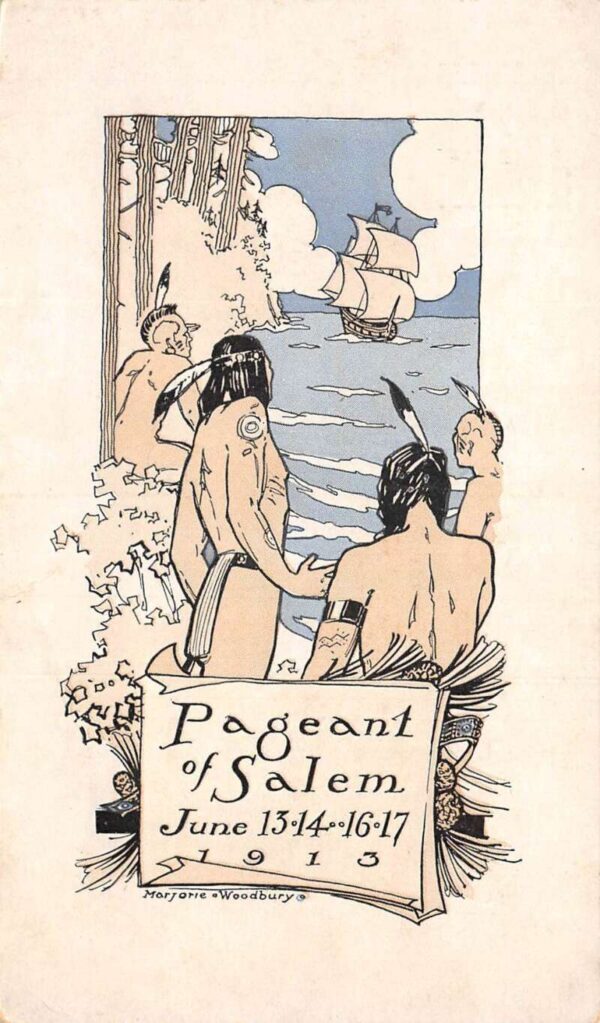 Pagent of Salem Massachusetts 1913 Festival Native American Indians PC AA86225