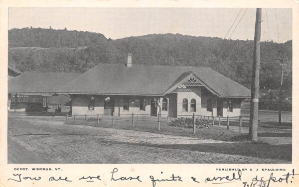 Windsor Vermont Train Depot, Undivided Back, Vintage Postcard U20055