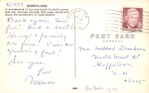 Anaheim California Greetings From Disneyland, Chrome, Vintage Postcard U20062 - Image 2