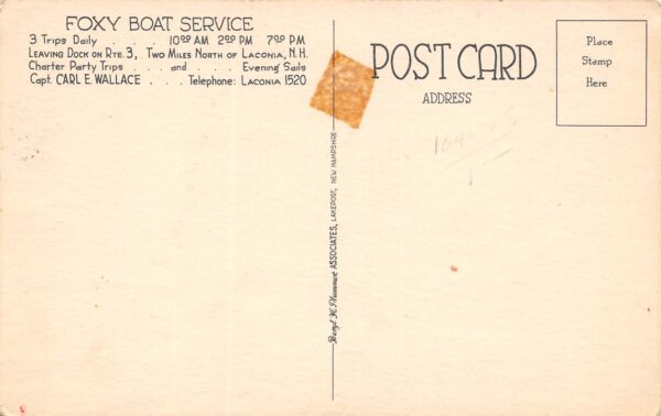Laconia New Hampshire Foxy Boat Service, B/W Photo Print, Vintage PC U20072 - Image 2