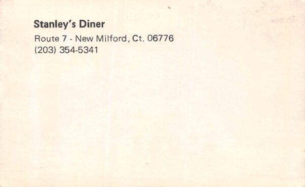 New Milford Connecticut Stanley's Diner, B/W Photo Print, Vintage PC U20081 - Image 2