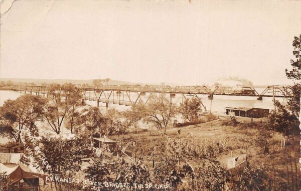 Tulsa Oklahoma Arkansas River Bridge Real Photo Vintage Postcard AA86268