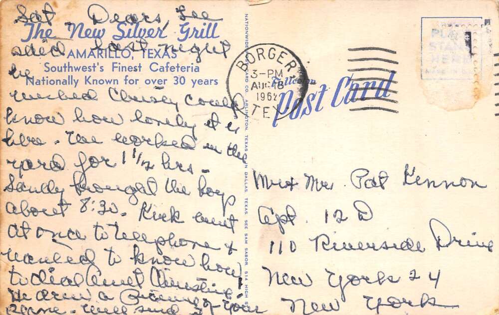 Amarillo Texas The New Silver Grill Dining Room Vintage Postcard AA86285 - Image 2