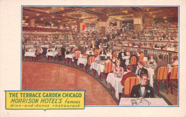 Chicago California Morrison Hotel Terrace Garden Dining Room Postcard AA86303
