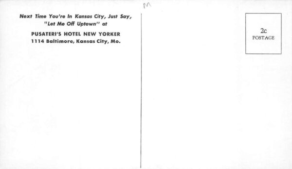 Kansas City Missouri Pusateris Hotel New Yorker Interior View Postcard AA86308 - Image 2