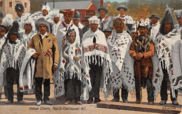 North Vancouver BC Canada Indian Chiefs Native Americans Postcard AA86319