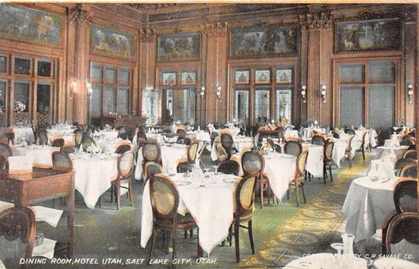 Salt Lake City Utah Hotel Utah Dining Room Vintage Postcard AA86321
