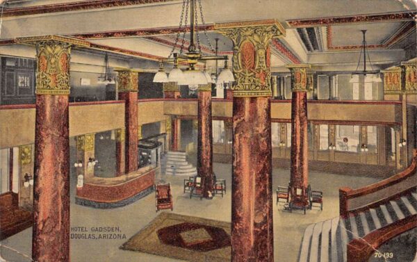 Douglas Arizona Hotel Gadsden Lobby Interior Postcard AA86325