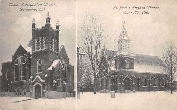 Dunnville Ontario Canada Churches Vintage Postcard AA86343