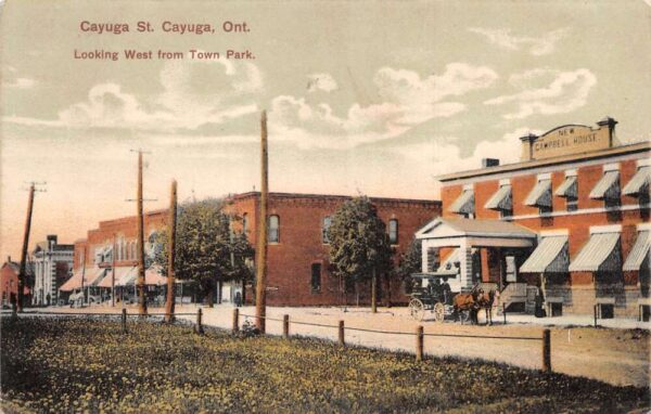 Cayuga Ontario Canada Cayuga Street West from Town Park Vintage Postcard AA86348