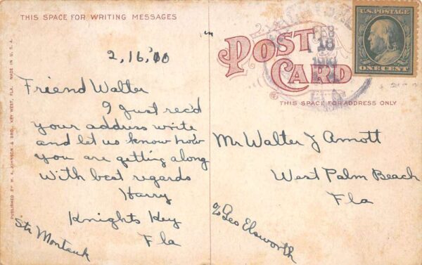 Key West Florida Custom House Post Office Sailors Monument Postcard AA86459 - Image 2