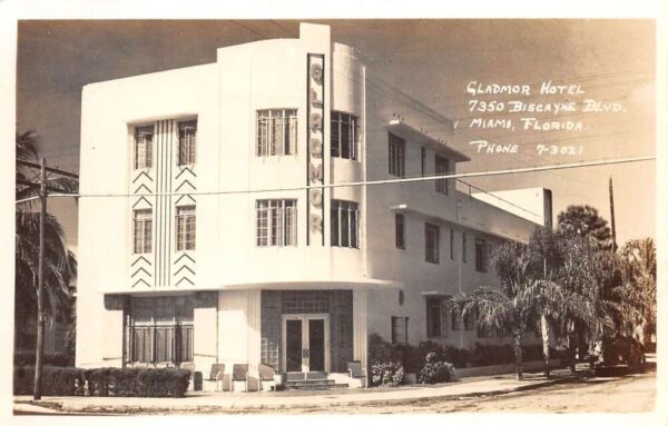 Miami Florida Gladmor Hotel Art Deco Real Photo Vintage Postcard AA86461