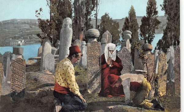 Constantinople Istanbul Turkey Prayer in a Cemetery Vintage Postcard AA86464